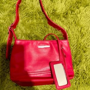 Nine West red leather shoulder bag purse
